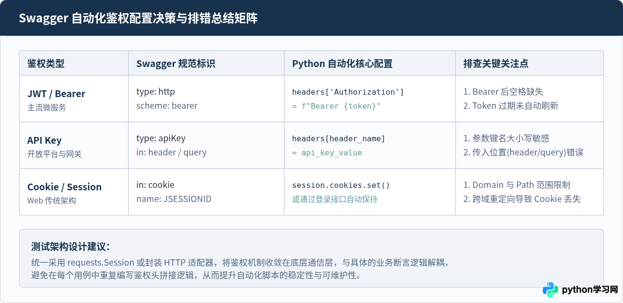 Python自动化Swagger接口测试中的鉴权配置方法