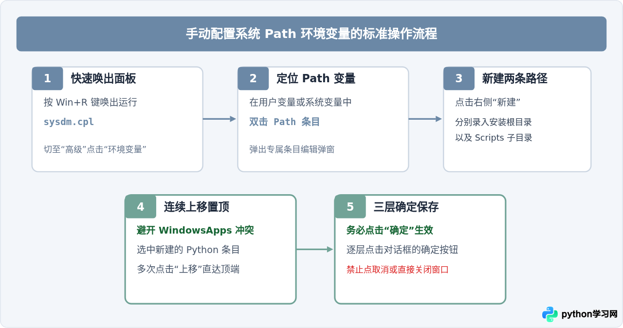 Windows cmd输入Python无反应？手动配置Python 3环境变量教程