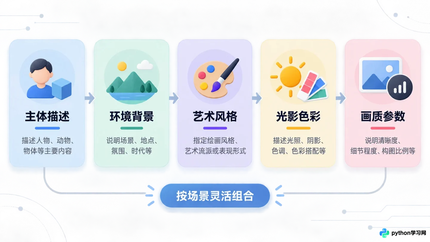 AI生成图片提示词模板：人像、风景与设计场景的现成案例