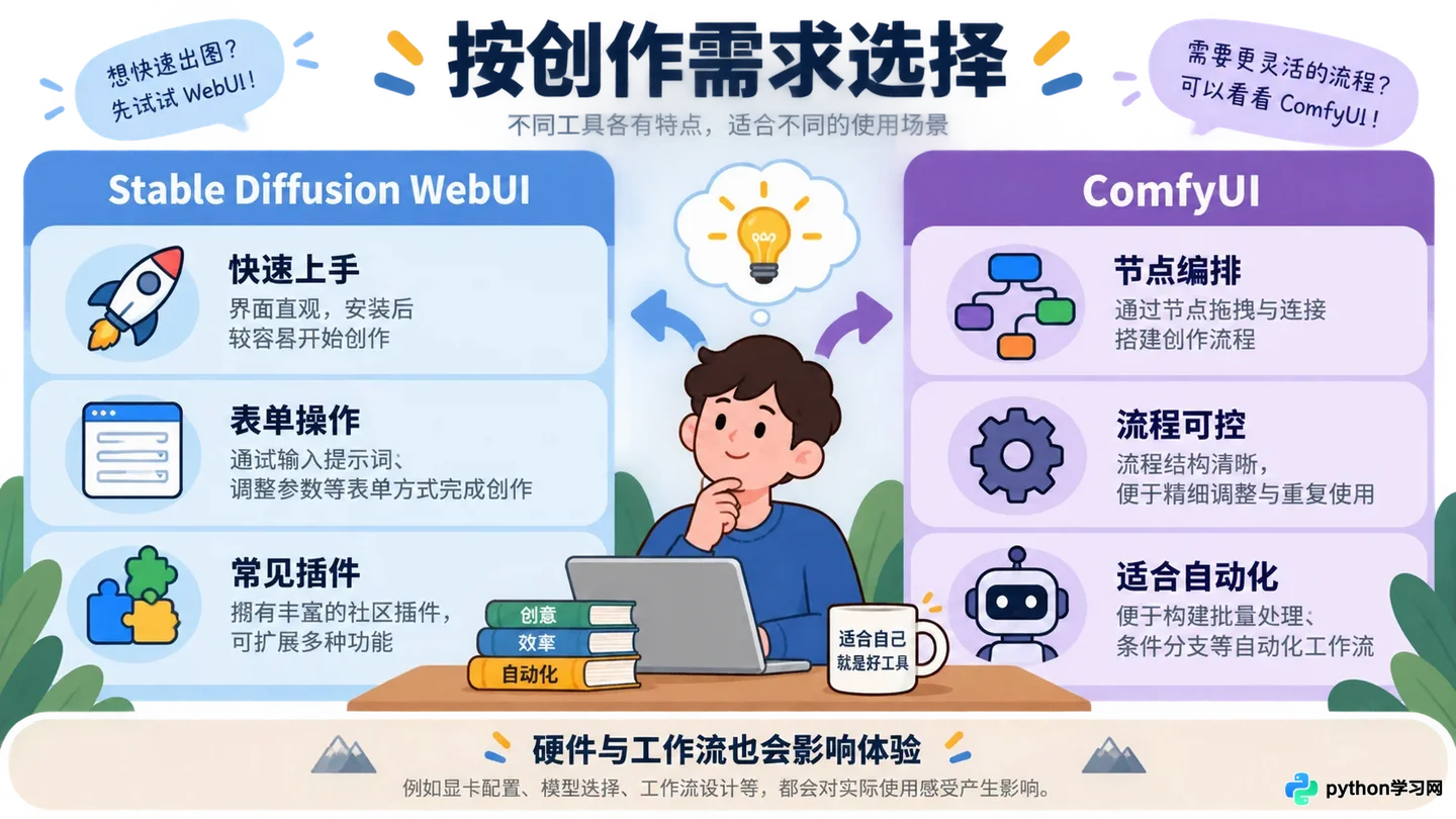 ComfyUI和Stable Diffusion WebUI有什么区别
