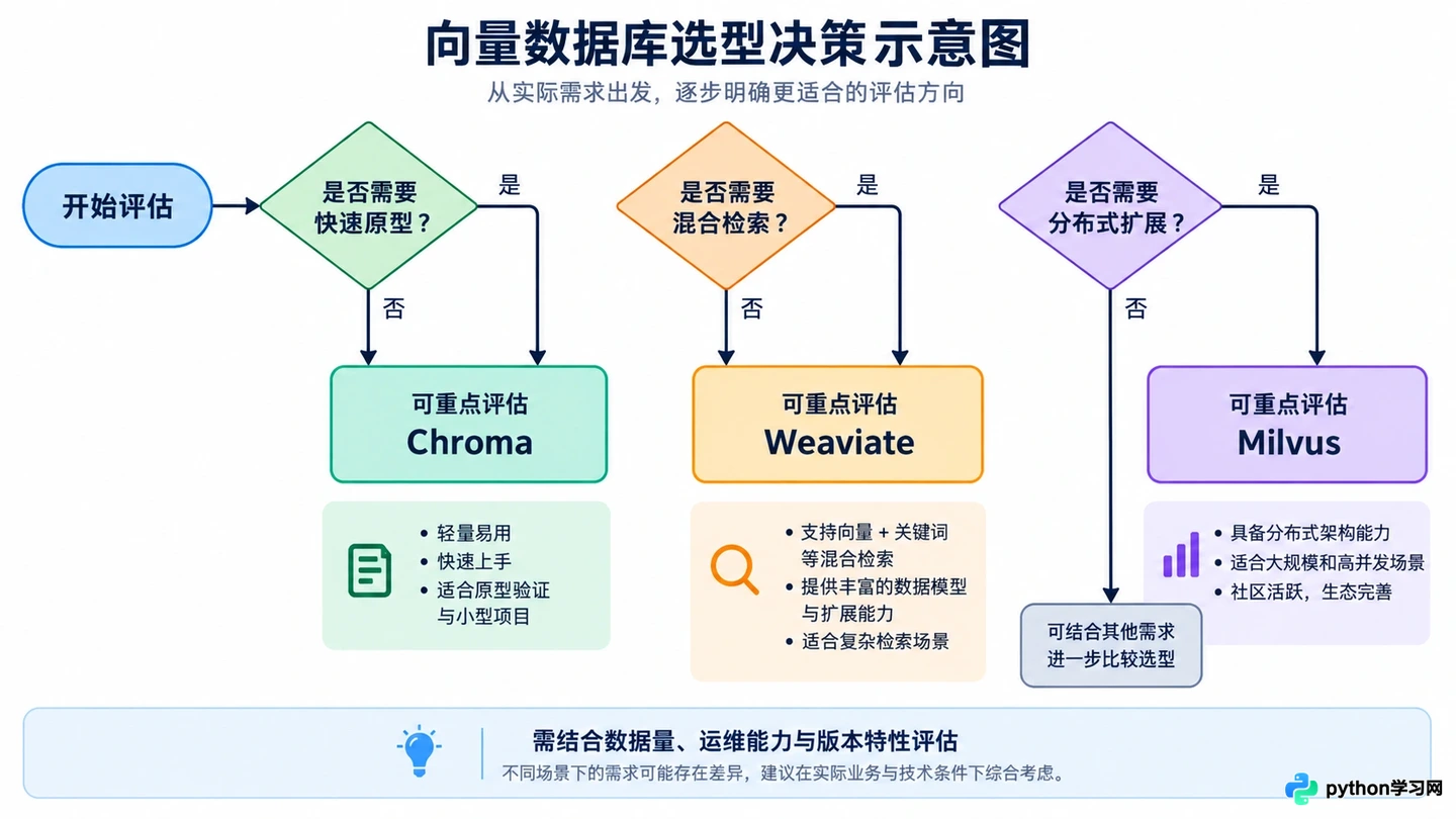 RAG向量数据库选型指南：Milvus、Chroma、Weaviate对比
