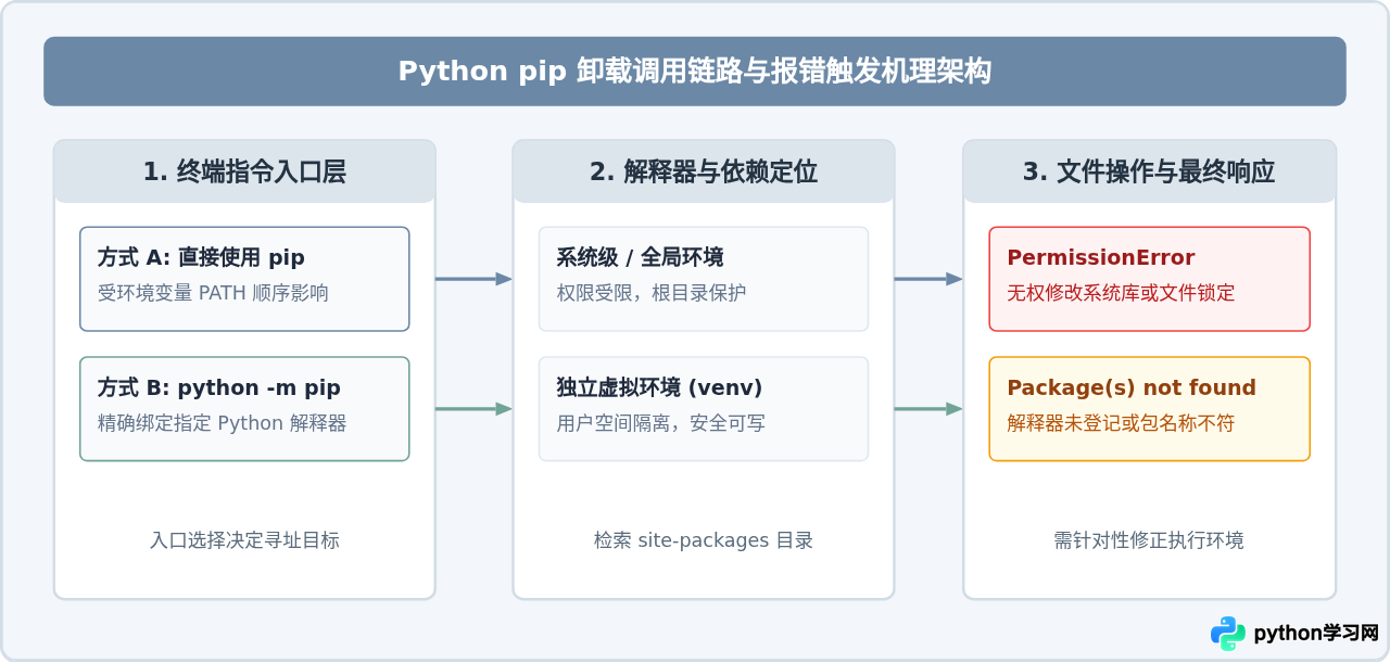 解决Python pip卸载库时的权限错误与找不到包问题
