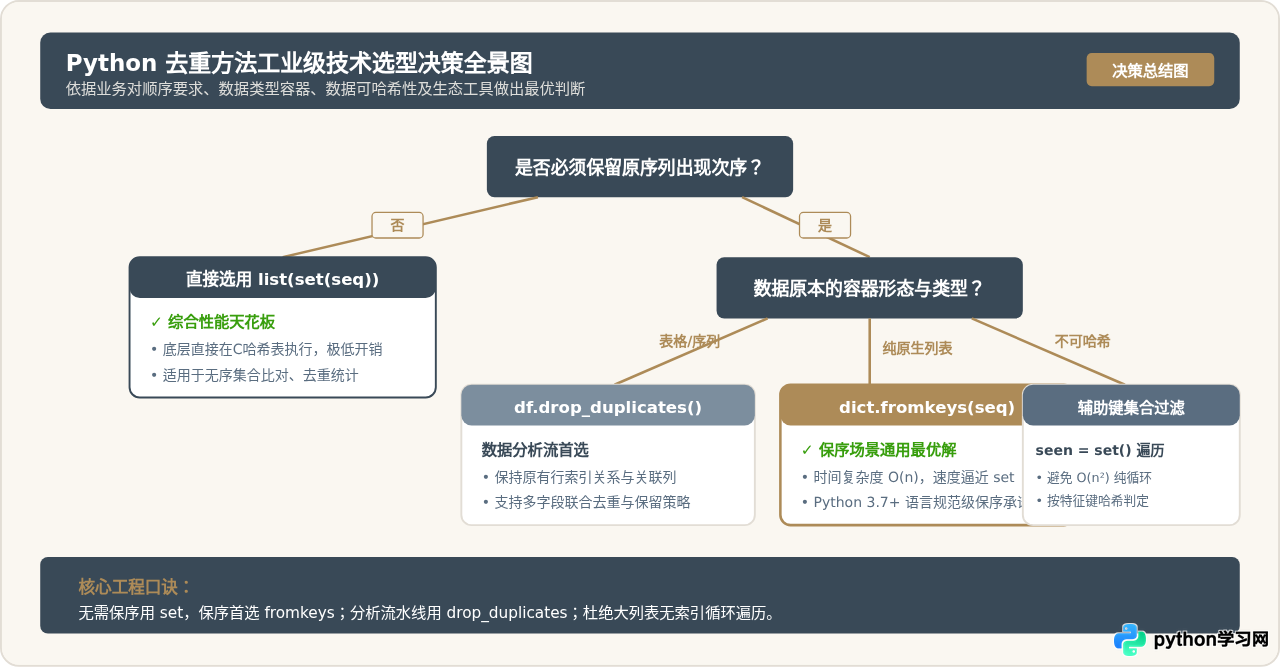 Python几种去重方法的性能对比：set、循环与pandas