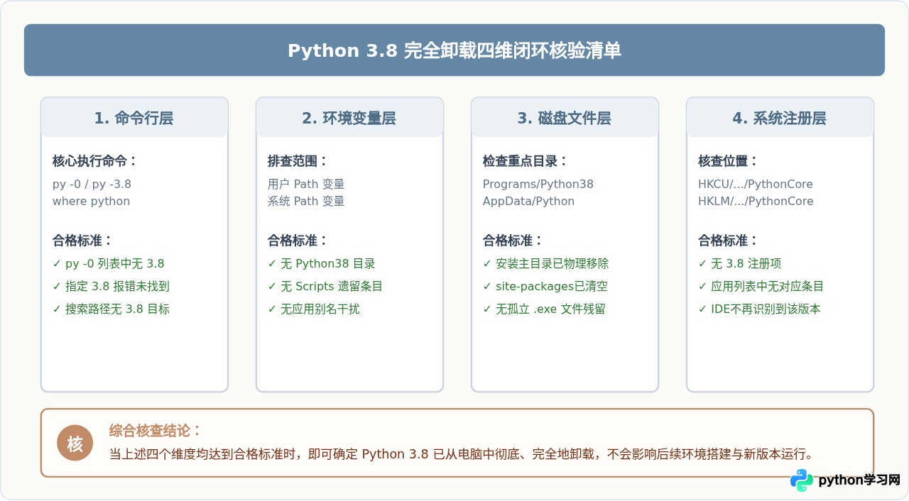 怎么确认电脑里的Python 3.8是否已完全卸载