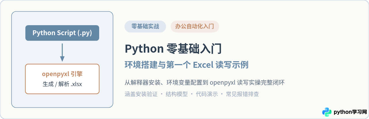 Python零基础入门：环境搭建与第一个Excel读写示例