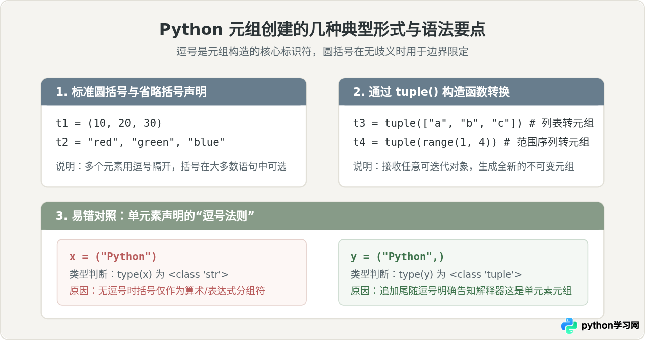 Python元组怎么创建和访问？索引、切片与遍历示例