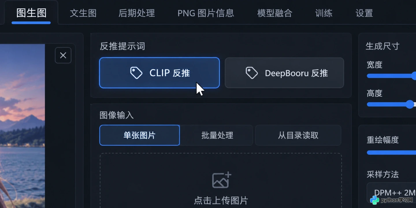 Stable Diffusion教程:CLIP Interrogator与DeepBooru反推提示词实操