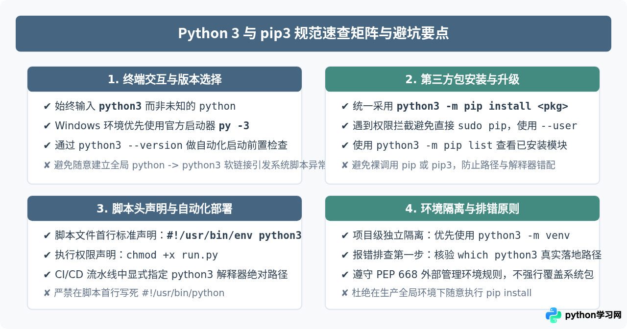 Python 2与Python 3命令差异：Python3与pip3的使用规范