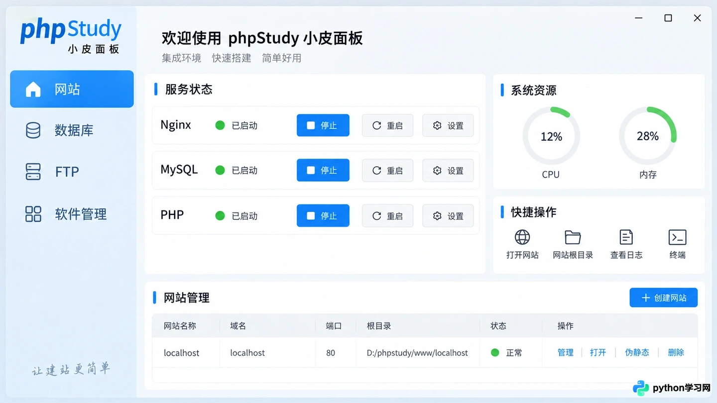 phpstudy(小皮面板)官方下载及Windows/Linux安装配置教程