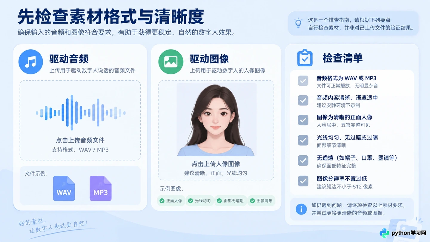 AI数字人制作常见报错及解决方法：生成失败与音频异常排查