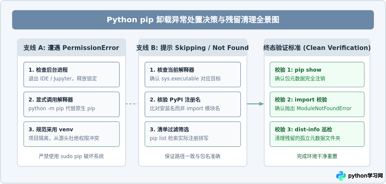解决Python pip卸载库时的权限错误与找不到包问题