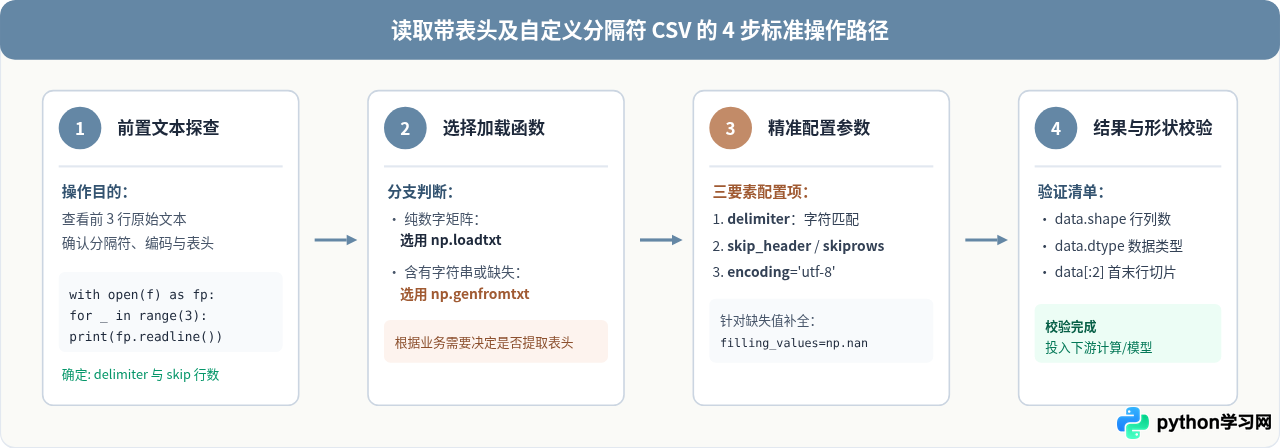 怎么用NumPy读取带表头或自定义分隔符的CSV文件