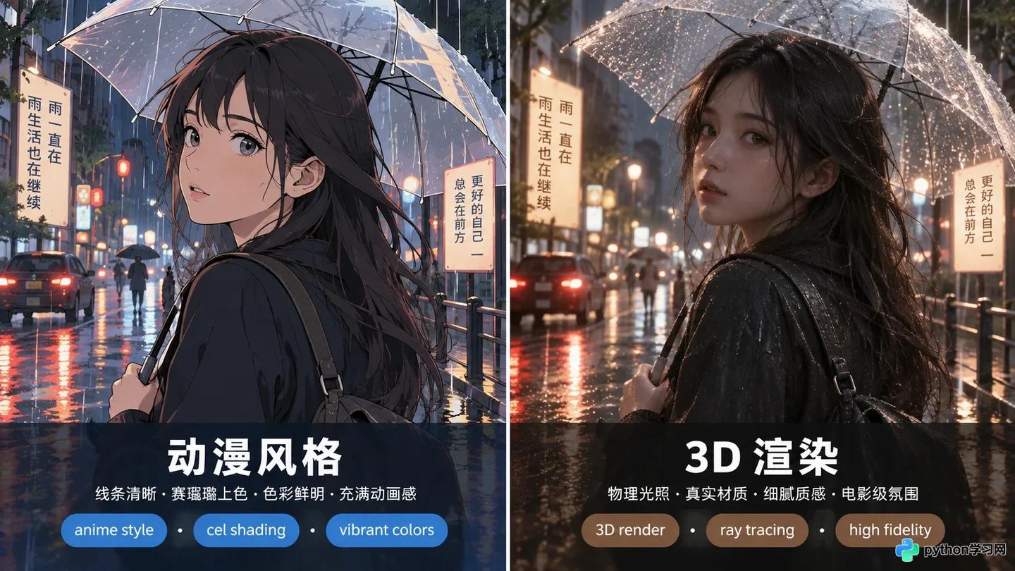 动漫与3D渲染风格AI视频提示词写法指南