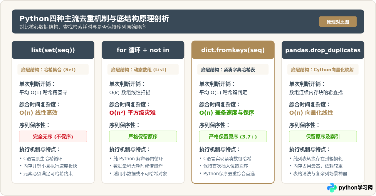 Python几种去重方法的性能对比：set、循环与pandas