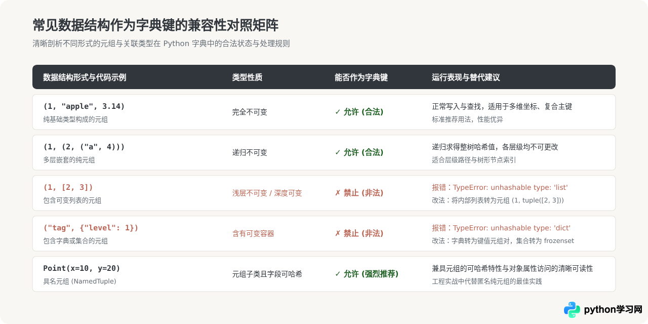 Python元组可以作为字典的键吗