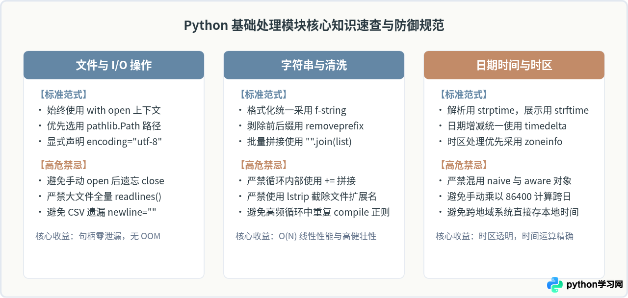 Python常用代码片段大全：文件操作、字符串处理与时间转换模板