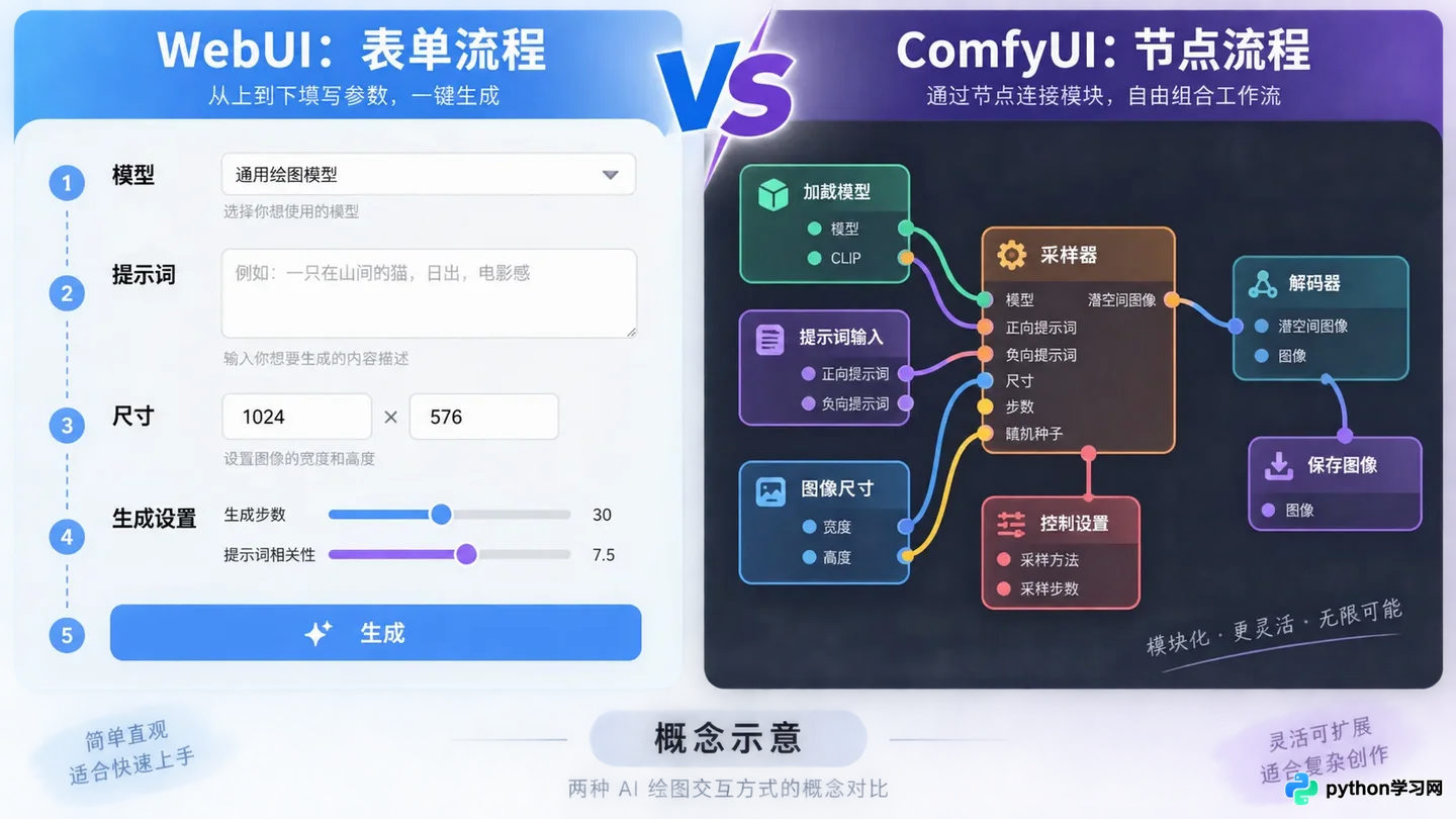 ComfyUI和Stable Diffusion WebUI有什么区别