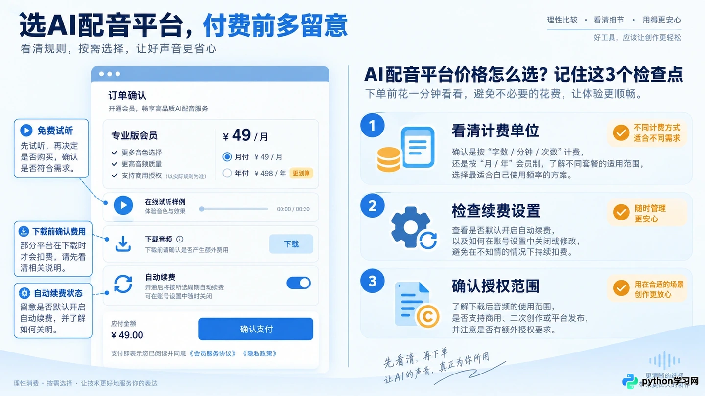 在线AI配音平台收费陷阱与避坑指南