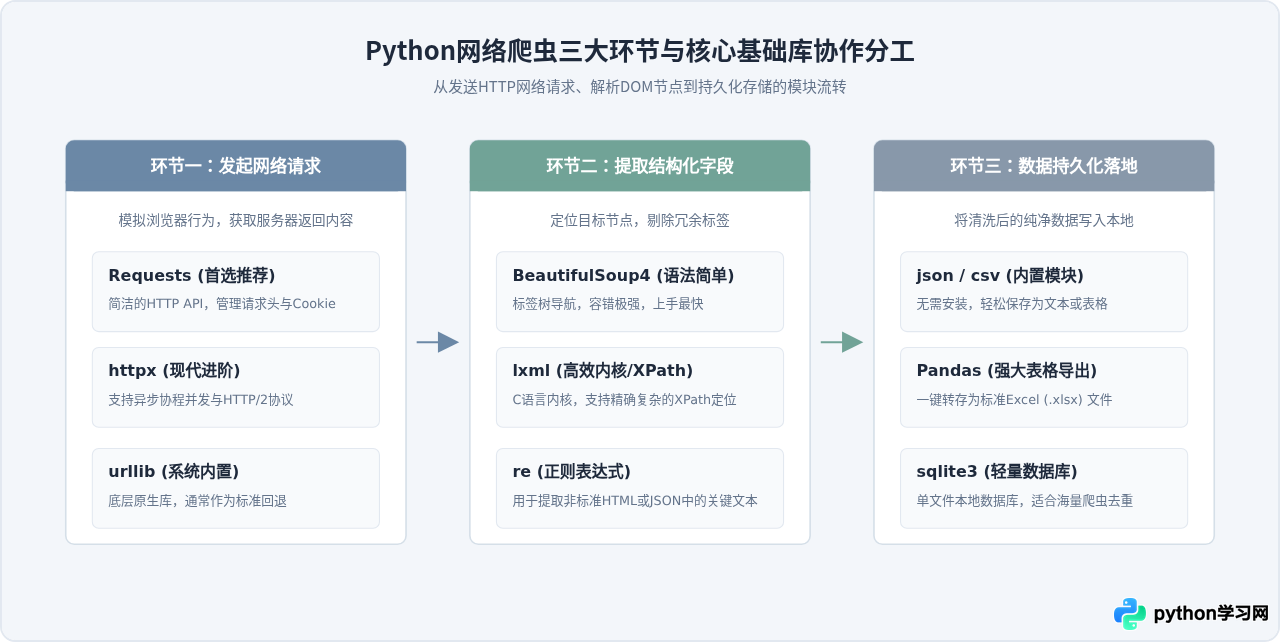 新手学Python爬虫需要装什么软件？IDE环境与基础库推荐