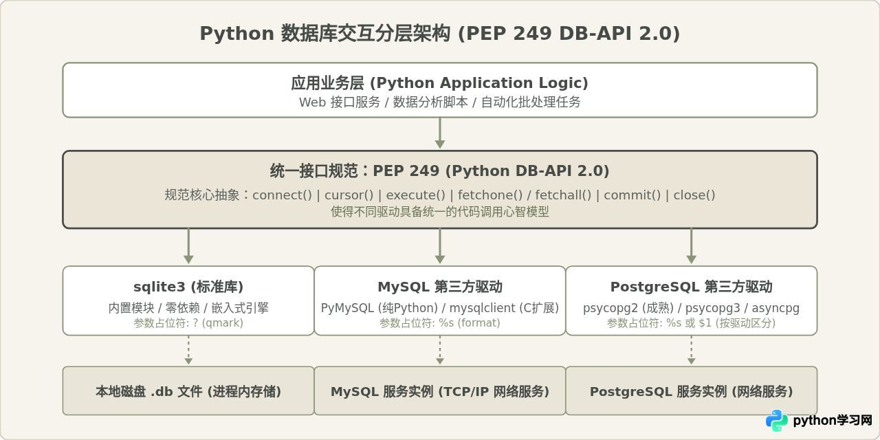 Python操作数据库入门：sqlite3标准库与常用驱动对比