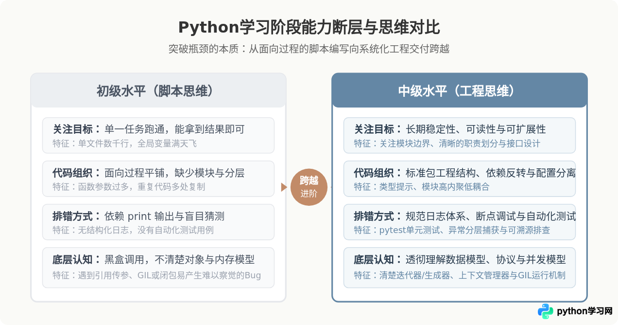 Python学习遇到瓶颈怎么办？突破中级水平的建议