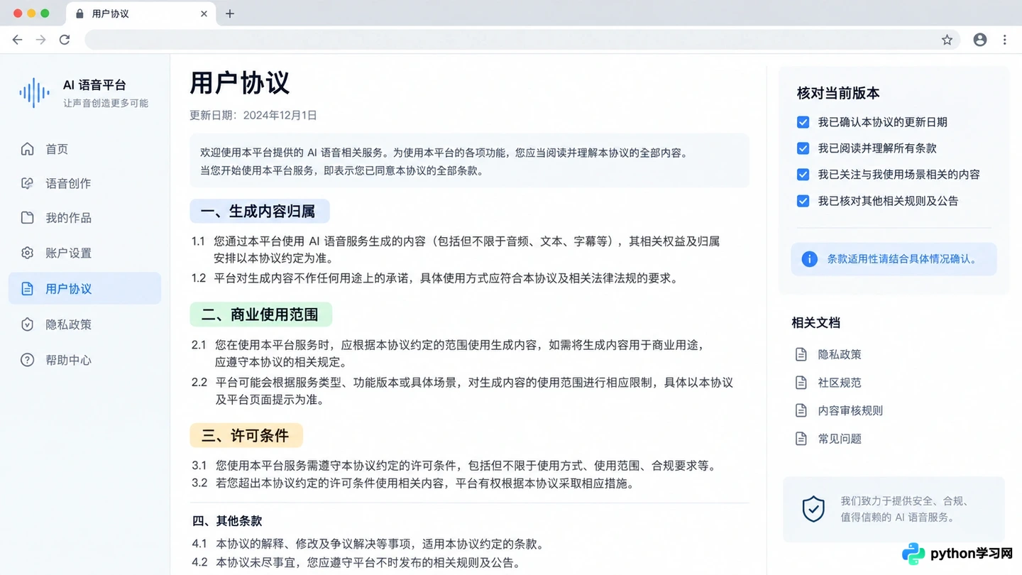 AI配音网站生成内容的商用版权风险解析