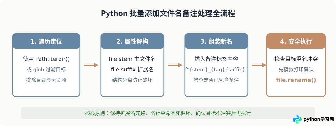 Python怎么批量修改文件名以添加标识备注