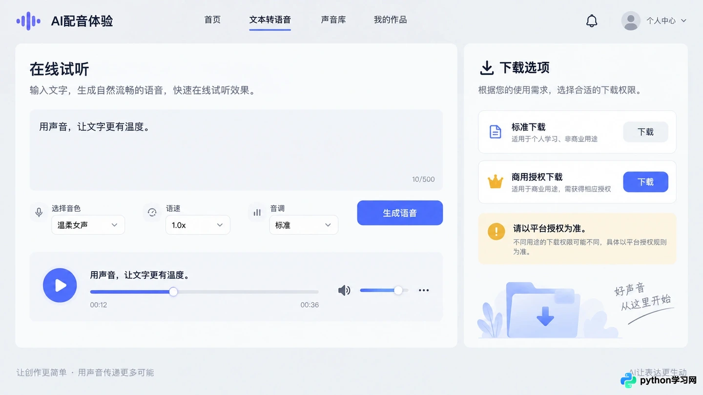 AI配音网站生成的音频怎么下载保存