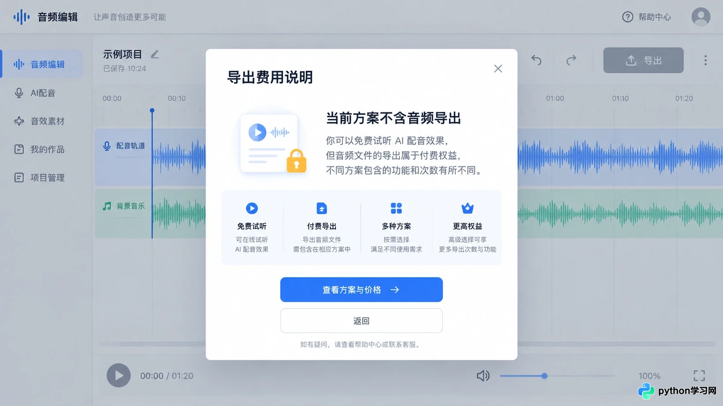 警惕&ldquo;免费&rdquo;陷阱：AI配音工具隐形收费套路解析