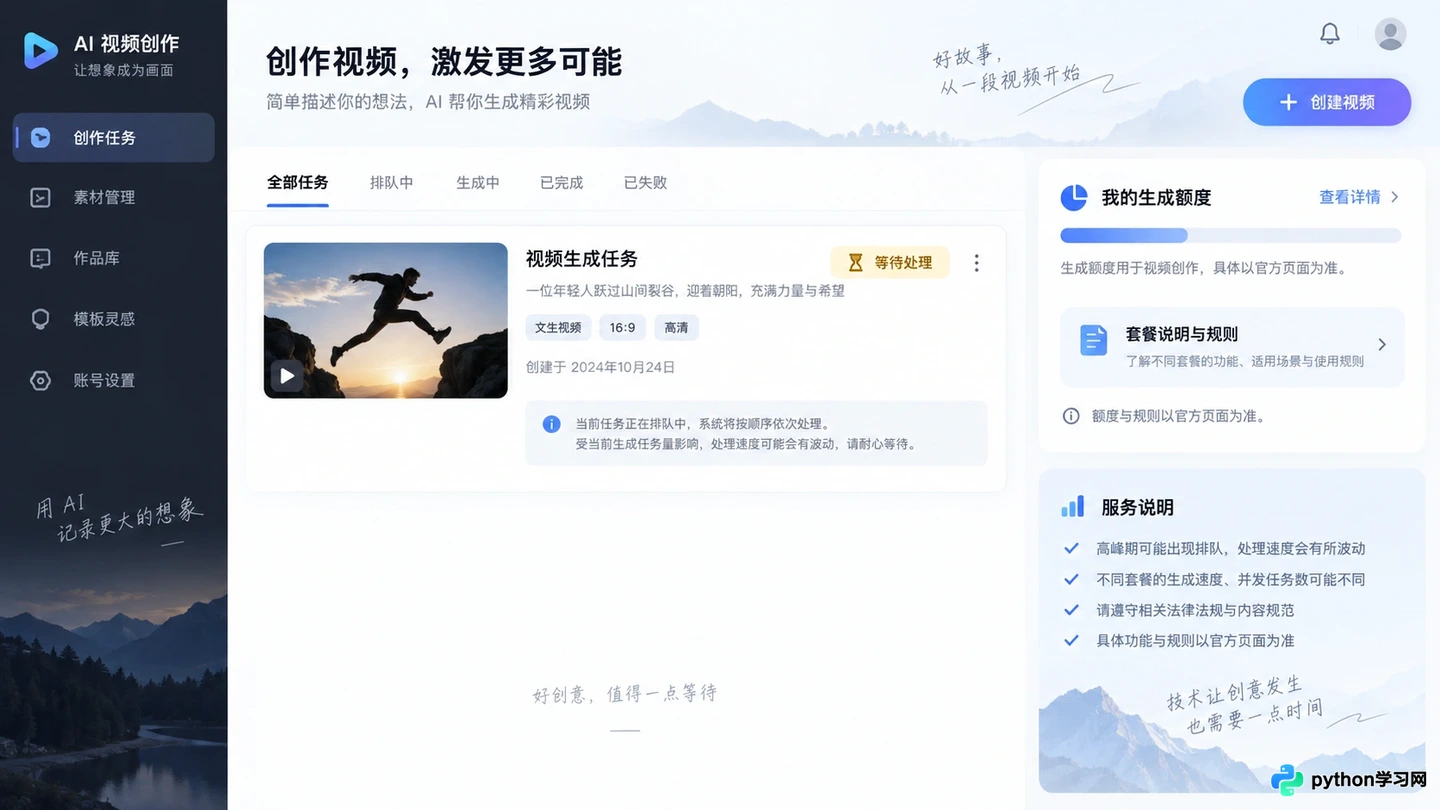 免费AI视频生成平台有哪些?可用额度与限制盘点