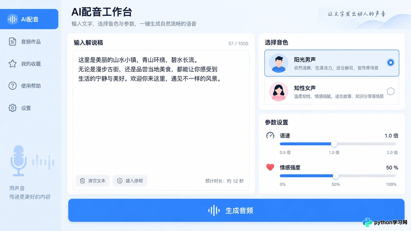 适合短视频解说的AI配音网站及音色选择