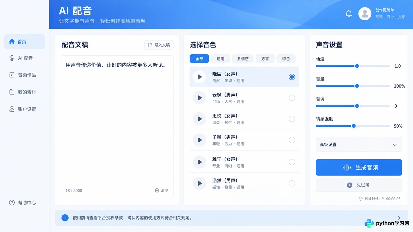 AI配音网站生成内容的商用版权风险解析