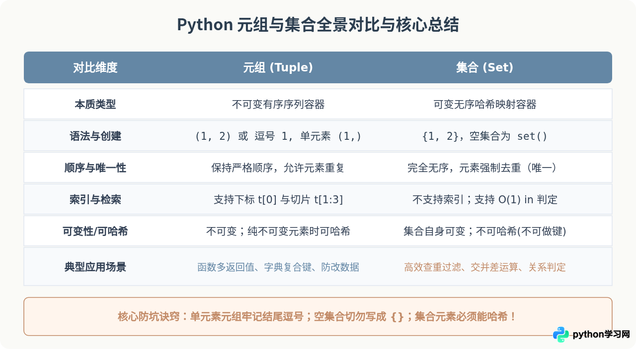 Python元组和集合的定义、创建及基本特性