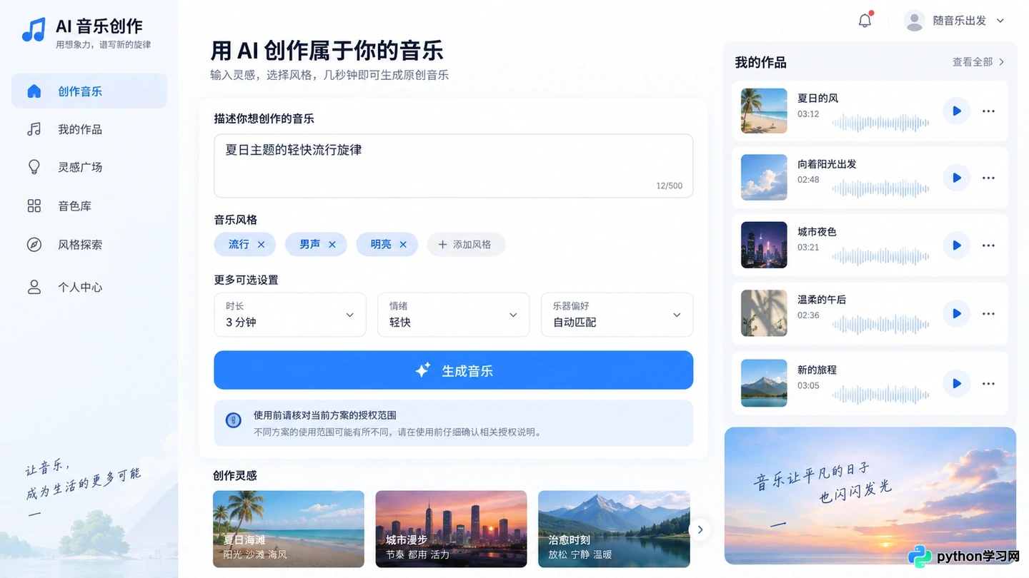 免费AI音乐生成器推荐：支持商用的在线工具盘点