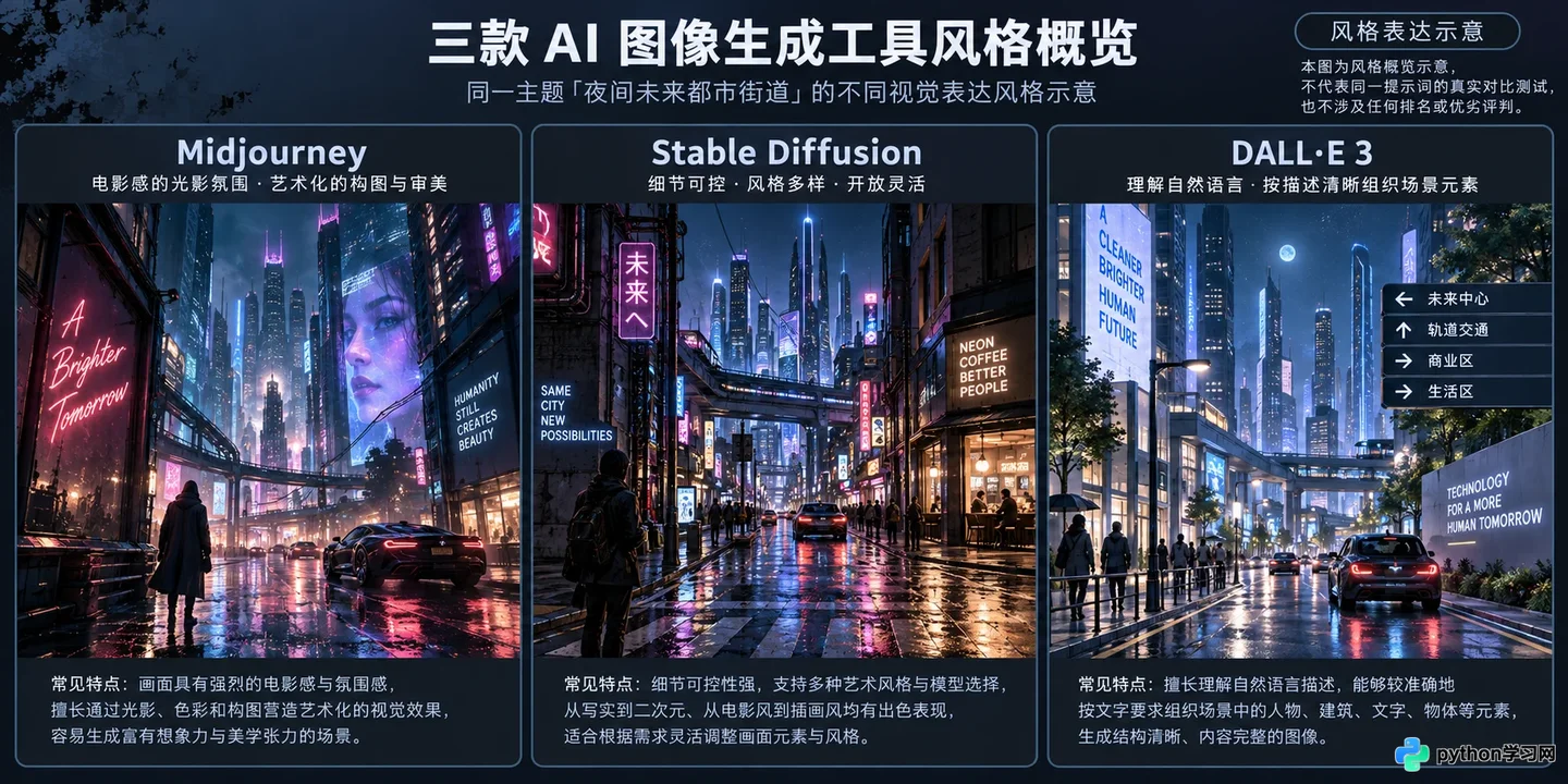 AI生成图片哪个最好用？Midjourney、Stable Diffusion与DALL-E 3对比