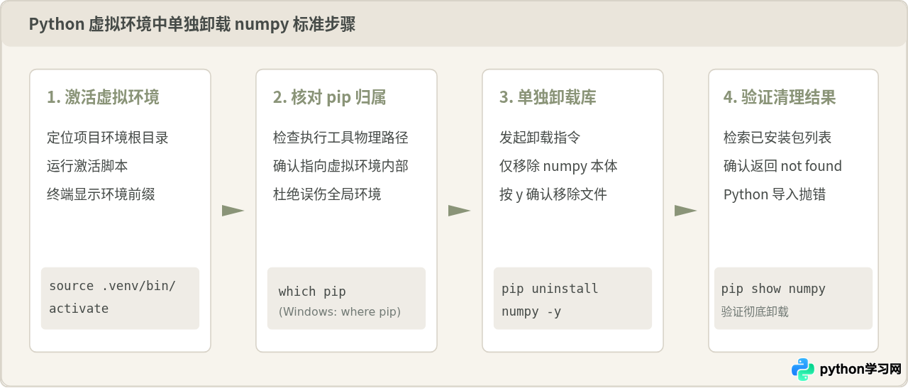 怎么在Python虚拟环境中单独卸载numpy