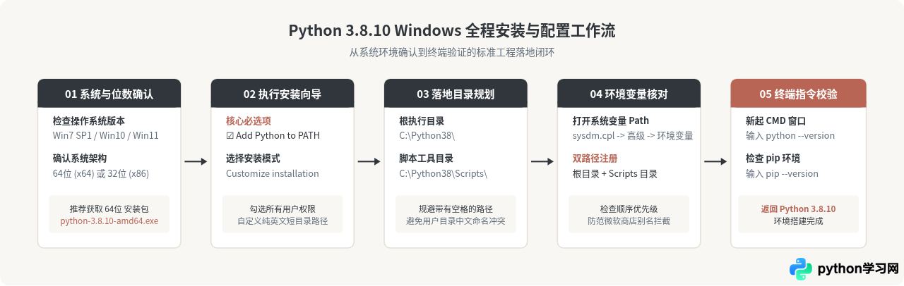 Windows系统安装Python 3.8.10及环境变量配置教程