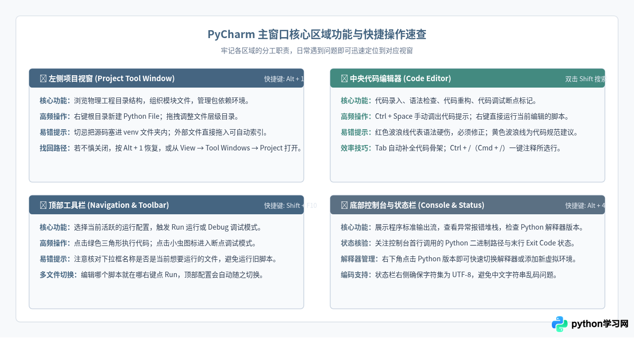 PyCharm Python开发界面详解：新手怎么看懂主窗口
