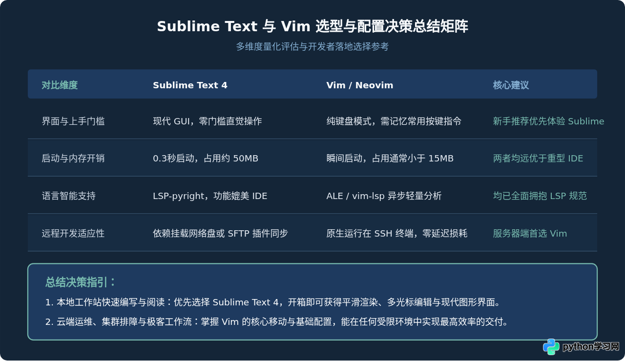 轻量级Python编辑器推荐：Sublime Text与Vim配置技巧