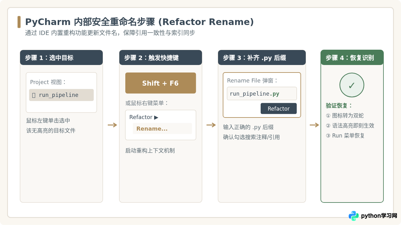 PyCharm不识别Python文件：检查文件后缀是否为.py