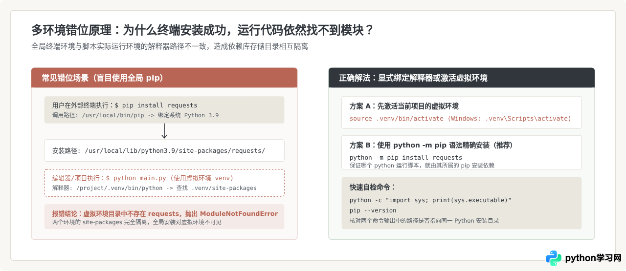 Python ModuleNotFoundError报错怎么解决