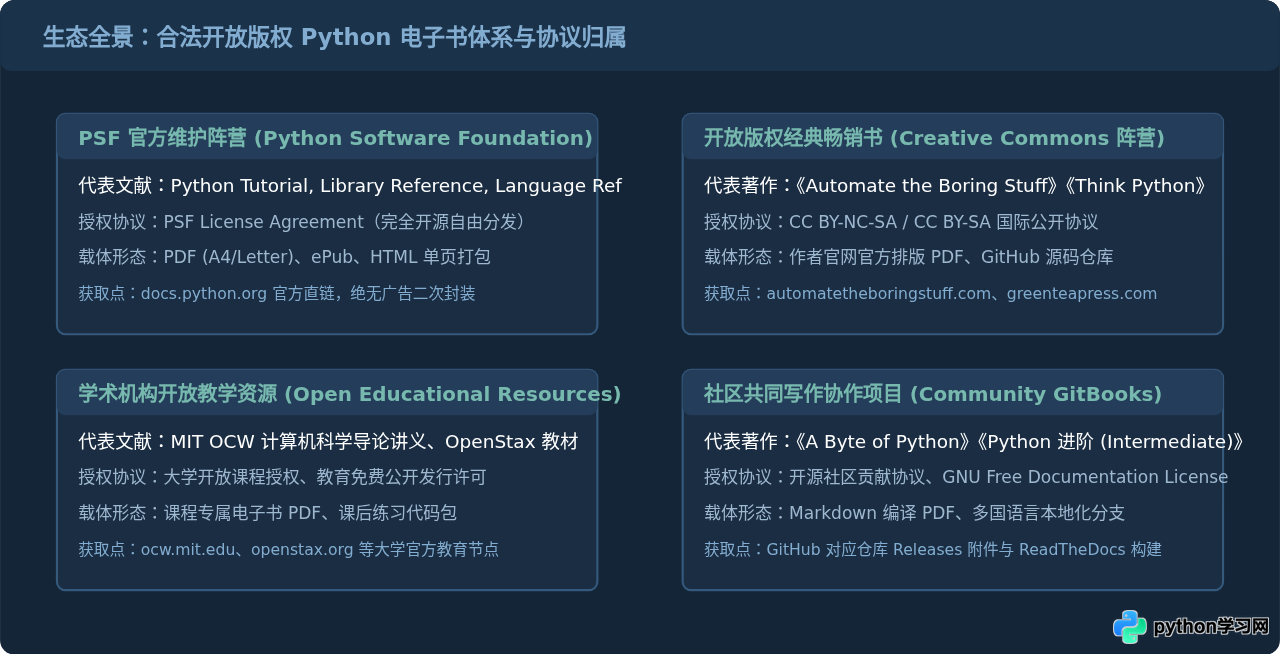 哪里可以下载合法的Python PDF电子书和官方文档