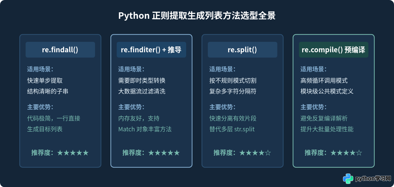 Python正则提取字符串内容并生成列表的方法