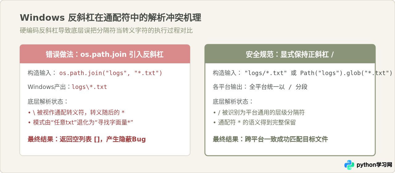 Python通配符匹配常见错误：路径分隔符与跨平台兼容