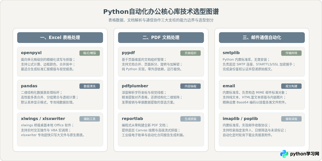 Python自动化办公常用库汇总：处理Excel、PDF与邮件