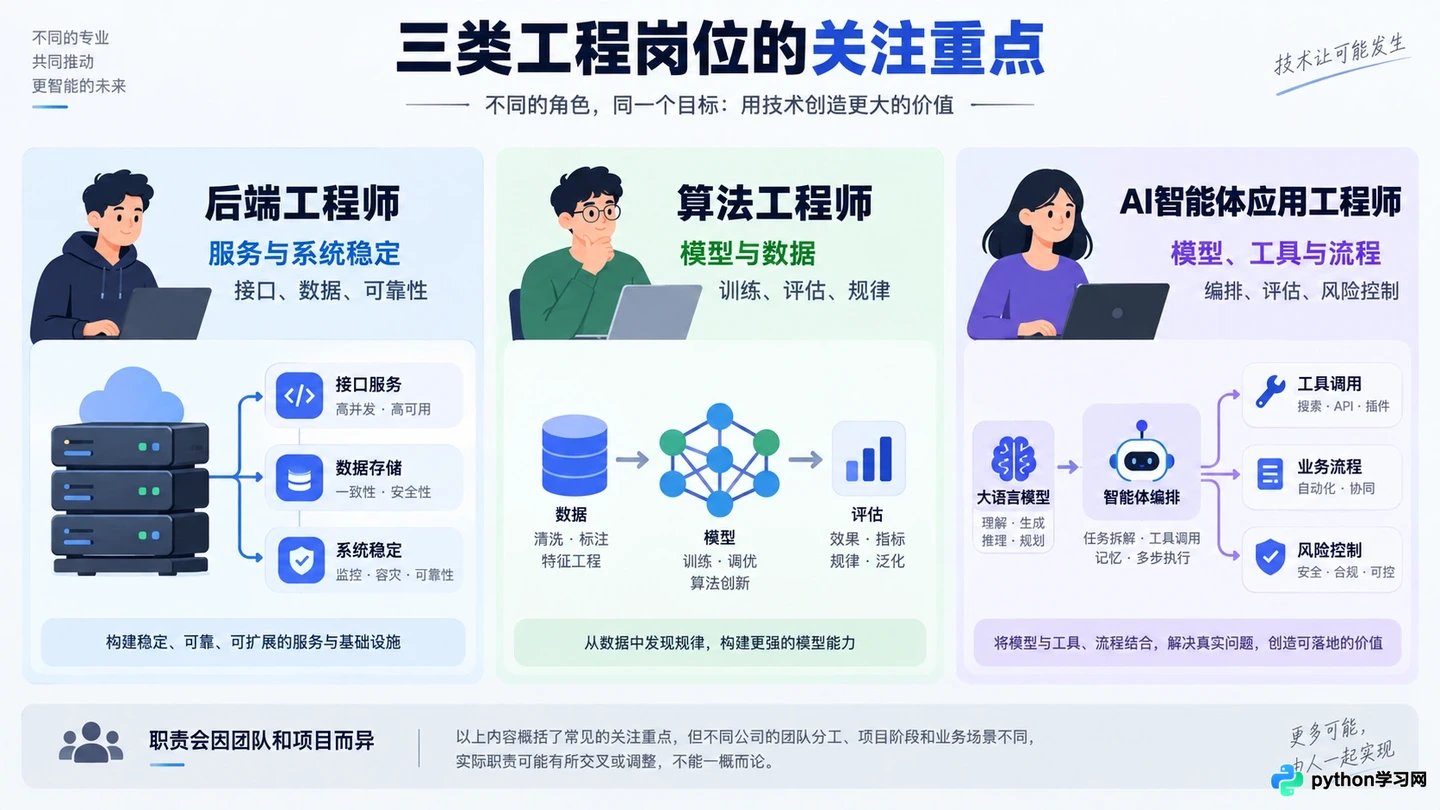 AI智能体应用工程师与传统算法、后端工程师有什么区别