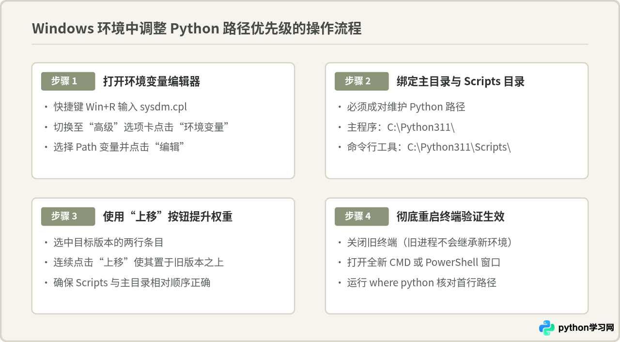 多版本Python共存时怎么设置环境变量优先级
