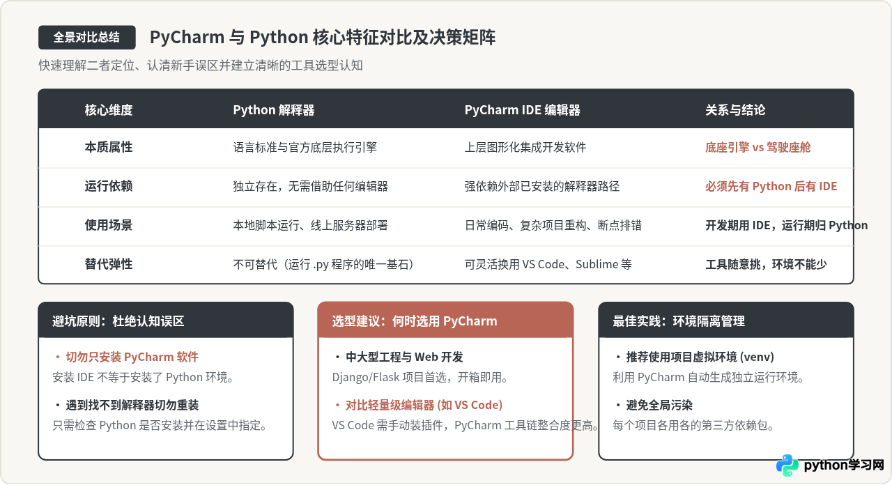PyCharm与Python是什么关系：IDE编辑器与语言解释器的区别