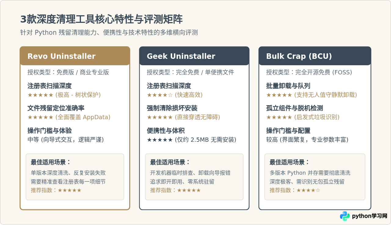 推荐3款深度清理工具：彻底卸载Python及残留文件评测