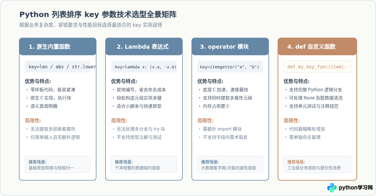 Python列表排序key参数怎么用：从lambda到自定义函数